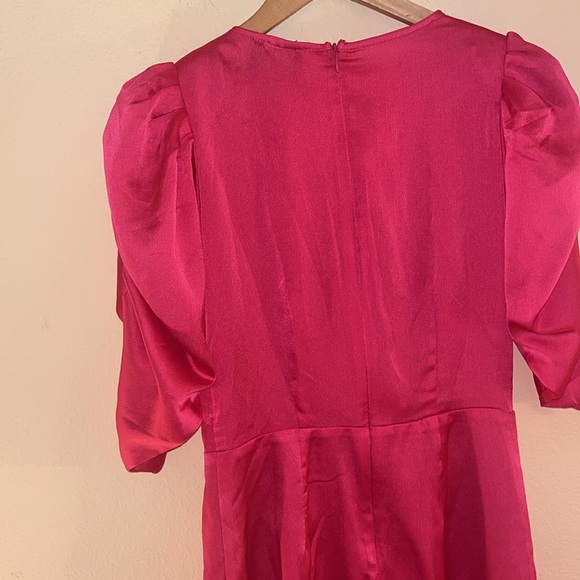 Do+Be Pink Wrap Ruched Sleeves Side Ruffle Sheath Dress S - Picture 6 of 7